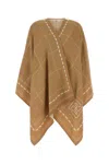 Fendi Embroidered Wool Cape For Women In Brown
