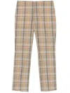 Fendi Beige Cotton Check Pants In Brown