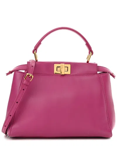 Fendi Magenta Nappa Leather Peekaboo Iconic Satchel (authentic Pre-loved) In Pink