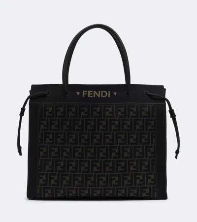 Fendi Magic Large Canvas Shopper In Black