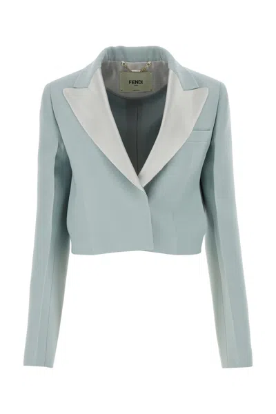Fendi Powder Blue Wool Blend Blazer