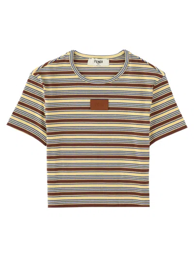 Fendi Maglia In Cotone A Righe Multicolor