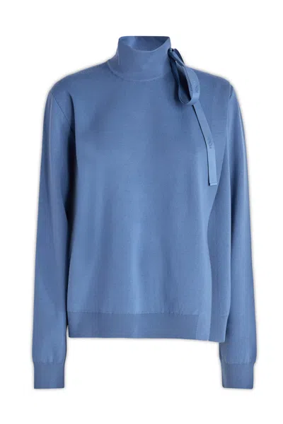 Fendi Logo-detail Wool Sweater In Blue