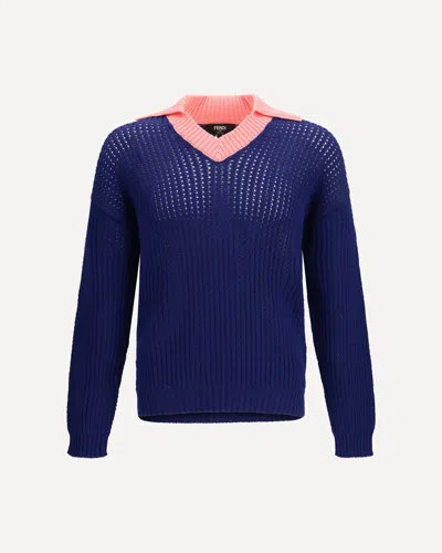 Fendi Maglione A Costine Con Scollo A V E Motivo Ff In Multi
