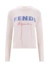Fendi Ivory Stretch Cashmere Blend Sweater In White