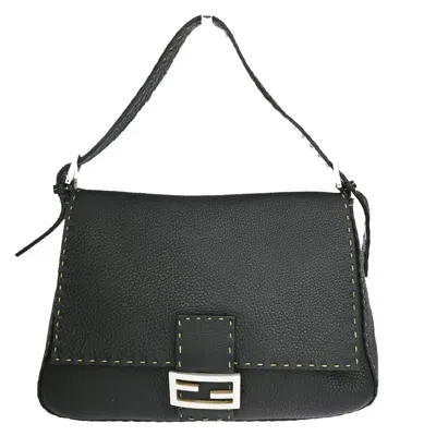 Fendi Mamma Baguette Black Leather Shoulder Bag ()