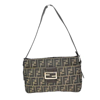 Fendi Mamma Baguette Brown Canvas Shoulder Bag ()