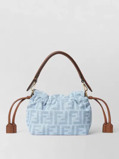 Fendi Mamma Baguette Bucket Bag Adjustable Strap Top Handle In Blue
