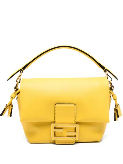 Fendi Mamma Baguette Buckle Strap Clutch Bag In Yellow