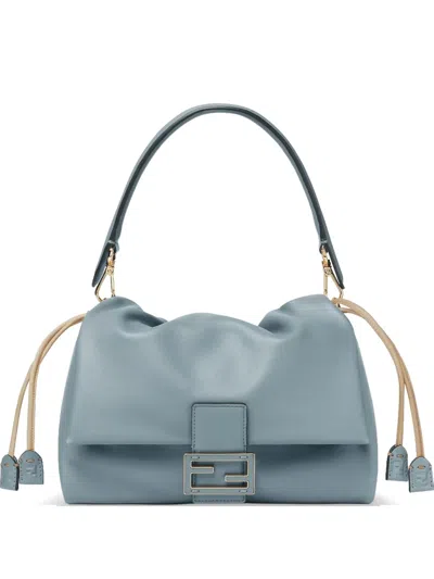 Fendi Women Mamma Baguette Medium Leather Crossbody Bag In Blue