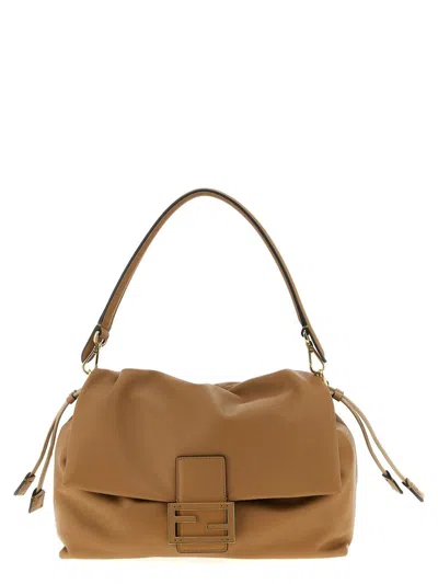 Fendi Mamma Baguette Large Shoulder Bag In Neutral