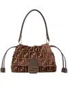 Fendi Women Mamma Baguette Medium Ff Velvet Jacquard Crossbody Bag