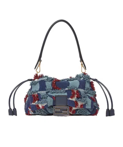 Fendi Mamma Baguette Medium In Blue