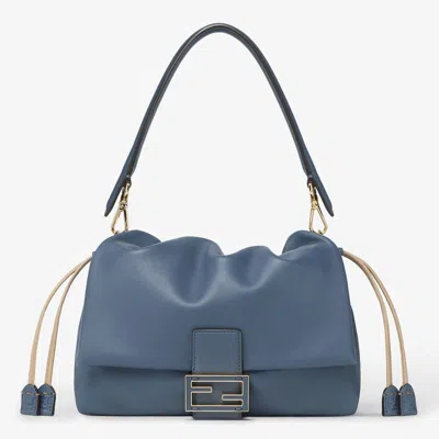 Fendi Mamma Baguette Medium Bag In Blue Nappa Women