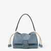 Fendi Women Mamma Baguette Medium Leather Crossbody Bag In Blue