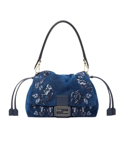 Fendi Mamma Baguette Medium In Blue