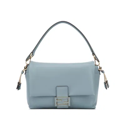 Fendi Mamma Baguette Medium Drawstring Shoulder Bag In Blue