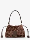 Fendi Women Mamma Baguette Medium Ff Velvet Jacquard Crossbody Bag In Multi