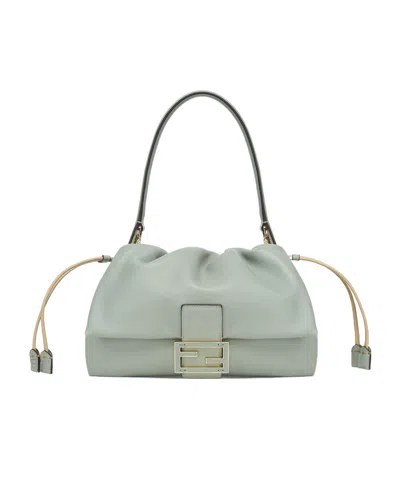 Fendi Mamma Baguette Medium Handbag In Gray