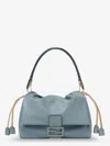 Fendi Mamma Baguette Medium Leather Crossbody Bag In Blue