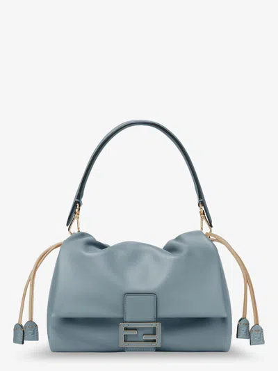 Fendi Mamma Baguette Medium Leather Crossbody Bag In Blue