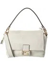Fendi Mamma Baguette Medium Leather Shoulder Bag In Gray