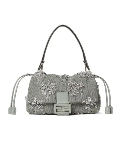 Fendi Mamma Baguette Medium Matcha Green Embroidered  Flower Bouquet Bag