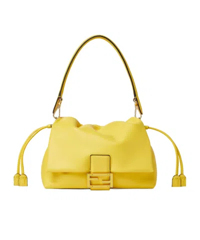 Fendi Women Mamma Baguette Medium Leather Crossbody Bag In Yellow