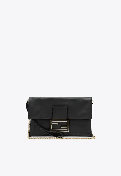 Fendi Mamma Baguette Nappa Leather Pouch Bag In Black