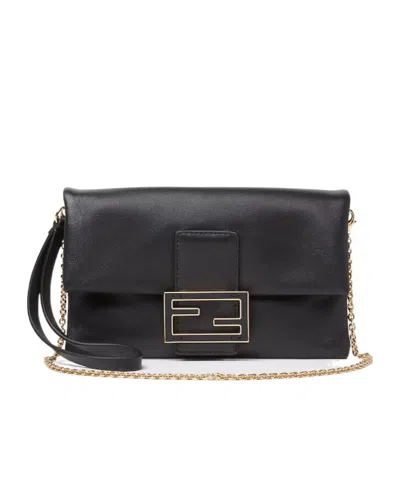 Fendi Mamma Baguette Pouch In Black