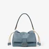 Fendi Mamma Baguette Medium Leather Crossbody Bag In Blue