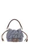 Fendi Denim-effect Ff Jacquard Mamma Baguette Small Bag In Blue