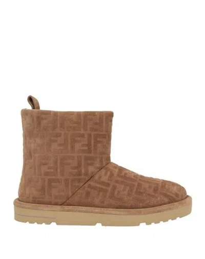 Fendi Man Ankle Boots Light Brown Size 9 Leather