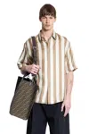 Fendi Striped Bowling Shirt In Brown