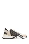 Fendi Beige Leather Sneakers With Ff Motif In Neutral