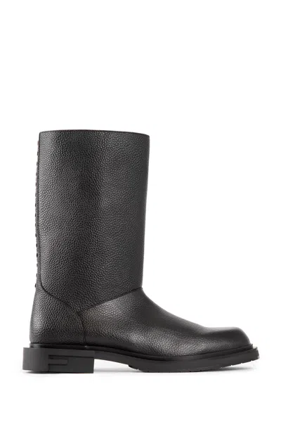 Fendi Leather Frame Boots Men In Black