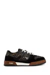 Fendi Match Low-top Ff Jacquard Fabric And Suede Sneakers In Brown