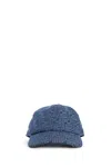 Fendi Men Embroidered Denim Baseball Cap In Blue