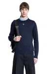 Fendi Ff Logo Wool Crewneck Sweater In Blue