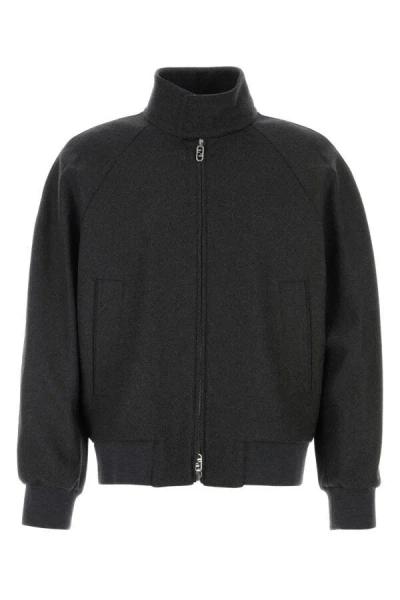 Fendi Man Bomber Cashmere In Gray