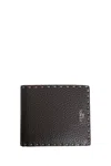 Fendi Exposed Stitching Leather Bifold Wallet In Brown
