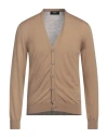 Fendi Man Cardigan Camel Size 42 Wool, Elastane