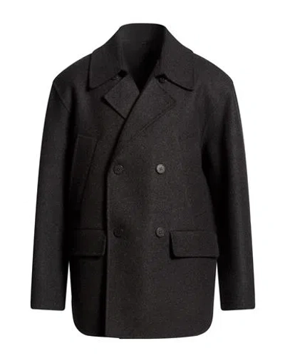 Fendi Man Coat Charcoal Size M Virgin Wool In Black