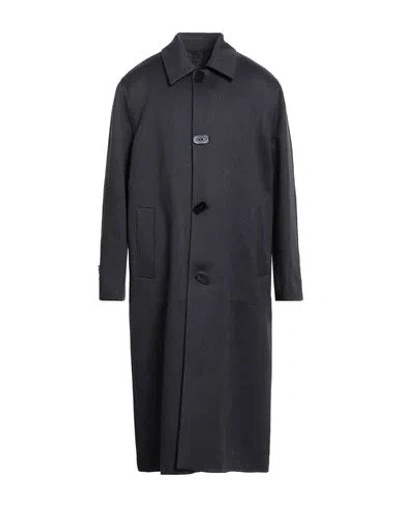 Fendi Men Double Wool Coat In Blue