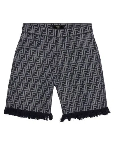 Fendi Men Ff Denim Bermuda Shorts In Gray