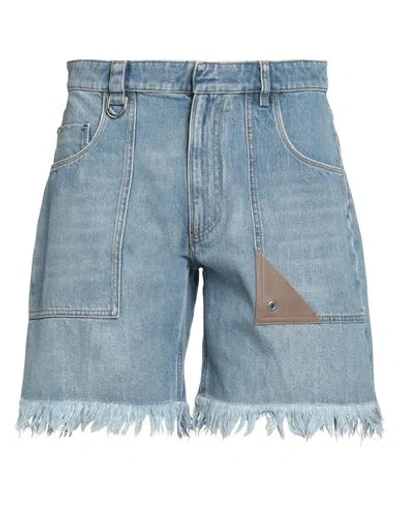 Fendi Man Denim Shorts Blue Size 34w-34l Cotton In Navy