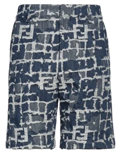 FENDI FENDI MAN DENIM SHORTS BLUE SIZE 32 PAPER, LINEN