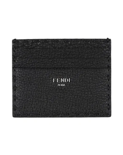 Fendi Logo-lettering Leather Cardholder In Black