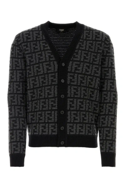 FENDI FENDI MAN EMBROIDERED CASHMERE CARDIGAN