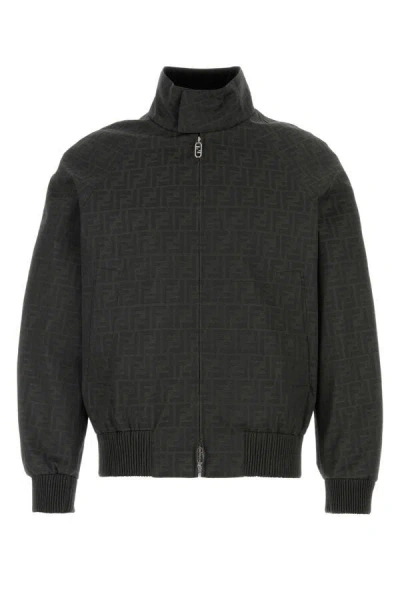 FENDI FENDI MEN EMBROIDERED POLYESTER BLEND BOMBER JACKET